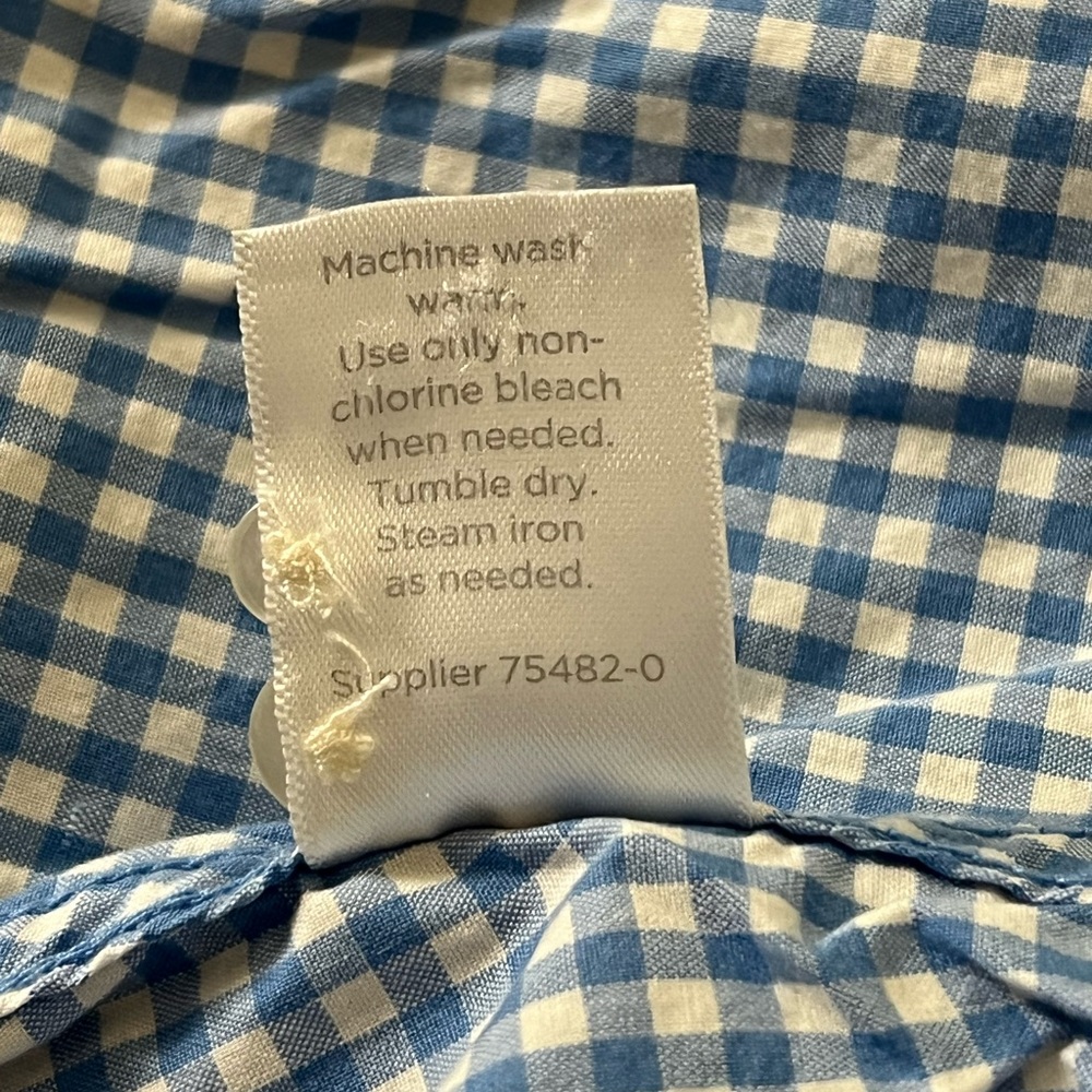 JCP | Blue/white checkered plaid cotton button down long sleeve shirt si… - Picture 11 of 12